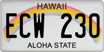 HI license plate ECW230