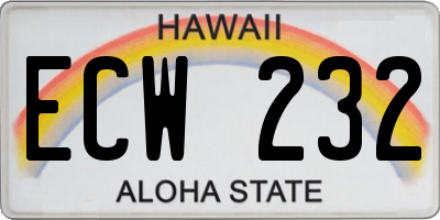 HI license plate ECW232