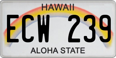 HI license plate ECW239