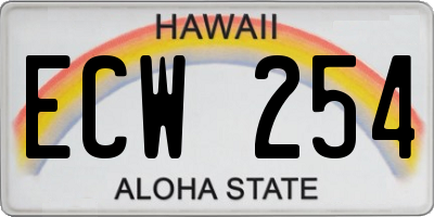 HI license plate ECW254