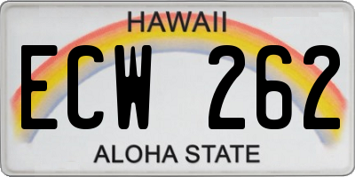 HI license plate ECW262