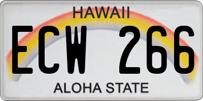 HI license plate ECW266
