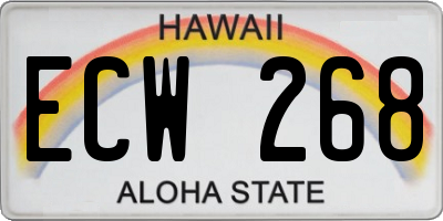 HI license plate ECW268