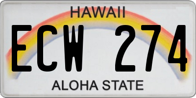 HI license plate ECW274