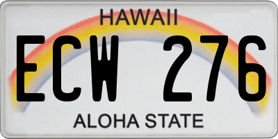 HI license plate ECW276