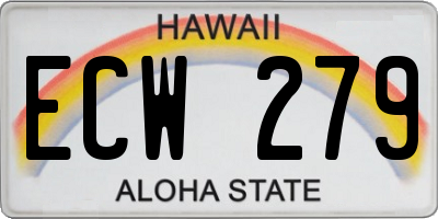 HI license plate ECW279