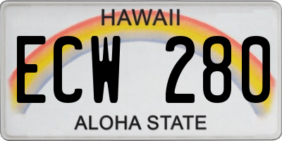 HI license plate ECW280
