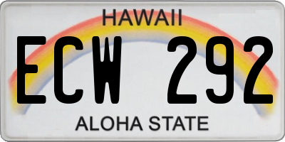 HI license plate ECW292