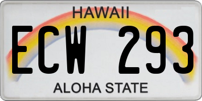 HI license plate ECW293