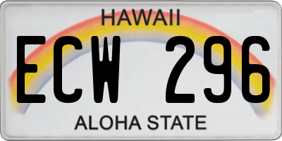 HI license plate ECW296