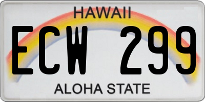 HI license plate ECW299