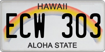 HI license plate ECW303