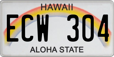 HI license plate ECW304
