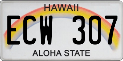 HI license plate ECW307