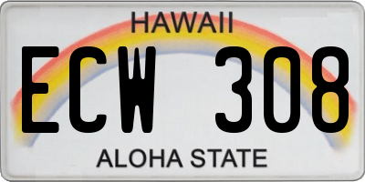 HI license plate ECW308