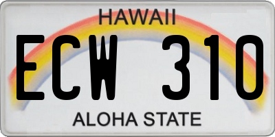 HI license plate ECW310