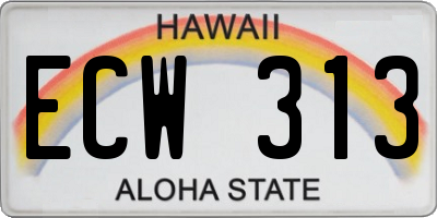 HI license plate ECW313