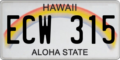 HI license plate ECW315