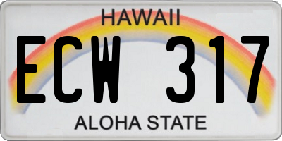 HI license plate ECW317