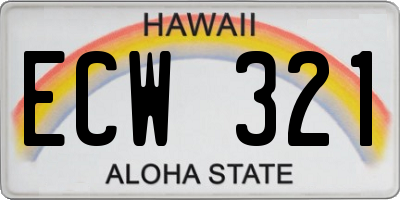 HI license plate ECW321
