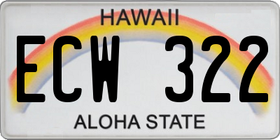 HI license plate ECW322