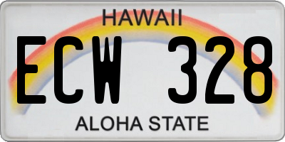 HI license plate ECW328