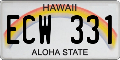 HI license plate ECW331