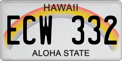 HI license plate ECW332