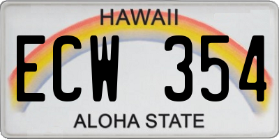 HI license plate ECW354