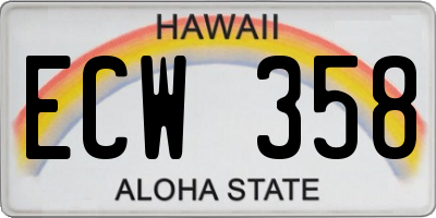 HI license plate ECW358