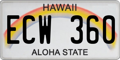 HI license plate ECW360