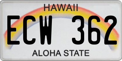 HI license plate ECW362