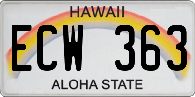 HI license plate ECW363
