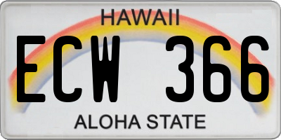 HI license plate ECW366