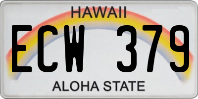 HI license plate ECW379
