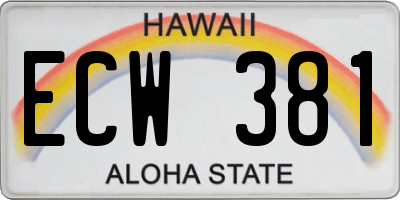 HI license plate ECW381