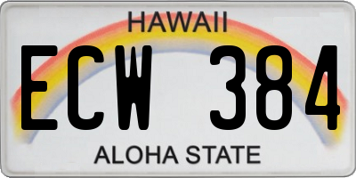 HI license plate ECW384