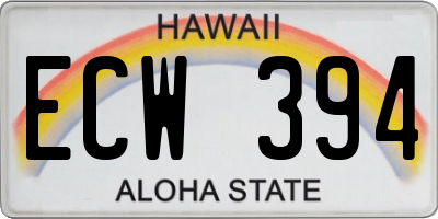 HI license plate ECW394