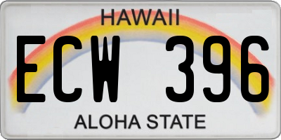 HI license plate ECW396