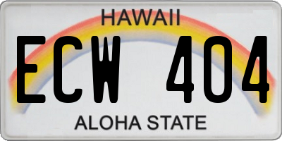 HI license plate ECW404
