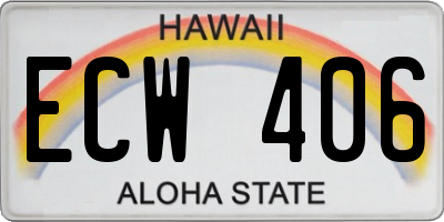 HI license plate ECW406