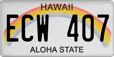 HI license plate ECW407