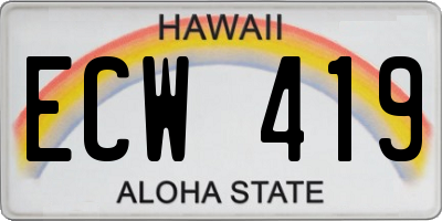 HI license plate ECW419