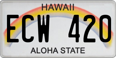 HI license plate ECW420