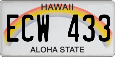 HI license plate ECW433
