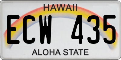 HI license plate ECW435