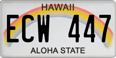 HI license plate ECW447