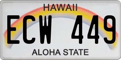 HI license plate ECW449