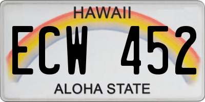 HI license plate ECW452