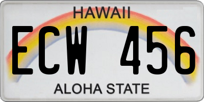 HI license plate ECW456